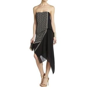 BCBC Maxazria Asymmetrical Black and Gray Women's Dress
